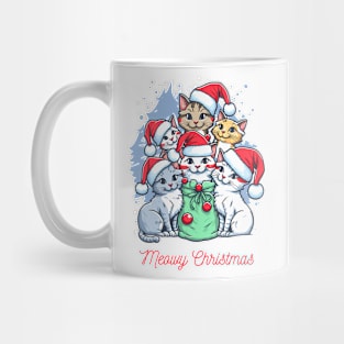 Meowy Christmas (six kitties in Santa hats) Mug